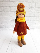 Теплая одежда для куклы Paola Reina с желтой шапкой в полоску